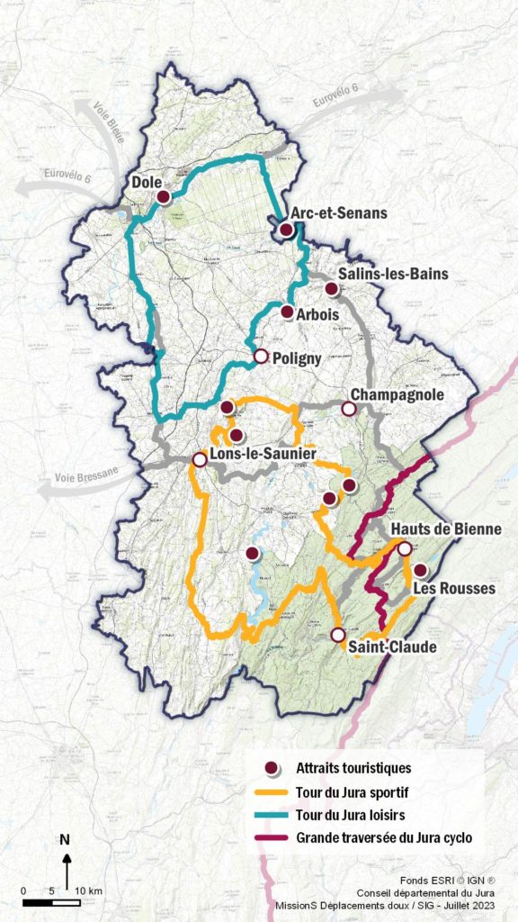 Carte des différents Tour du Jura