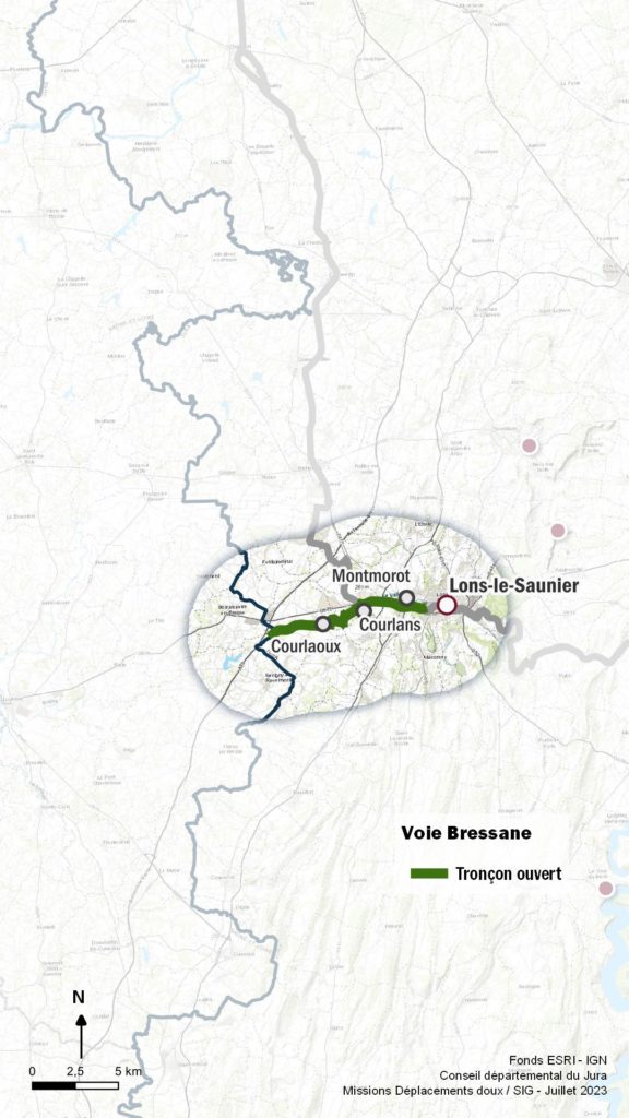Carte de la voie bressanne, véloroute dans le Jura