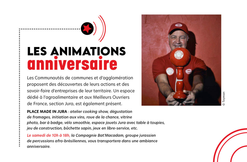 Programme des animations pour l'anniversaire des 20 ans de Made in Jura